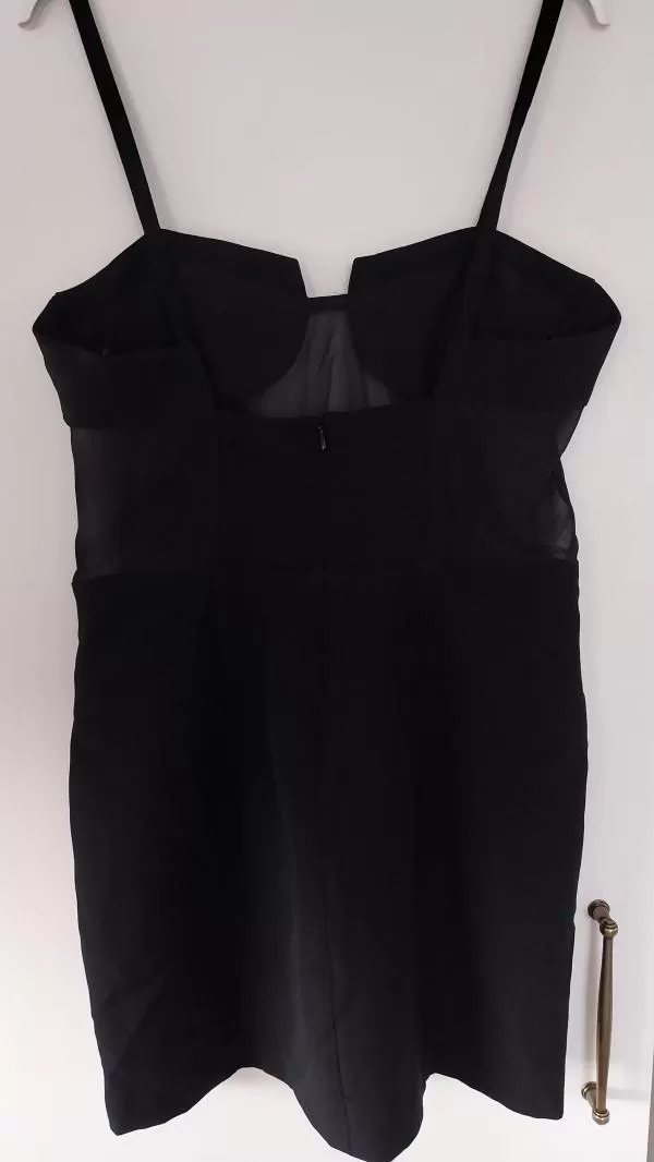 Rochie de seară Zara M | Negru, Mini, Bretele subțiri, Transparent, Poliester - Image 9