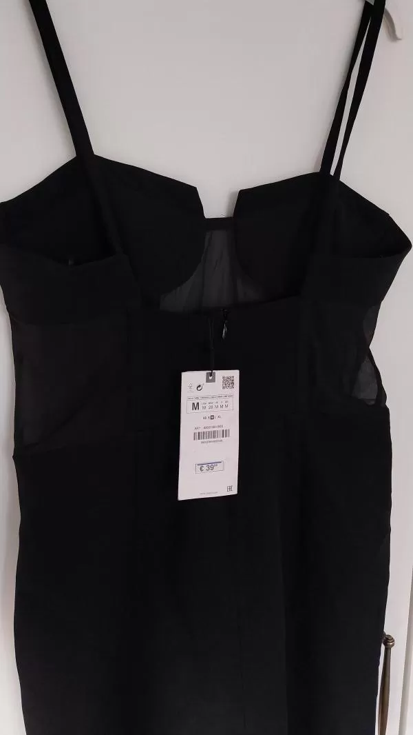 Rochie de seară Zara M | Negru, Mini, Bretele subțiri, Transparent, Poliester - Image 6