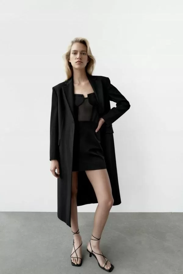 Rochie de seară Zara M | Negru, Mini, Bretele subțiri, Transparent, Poliester - Image 5