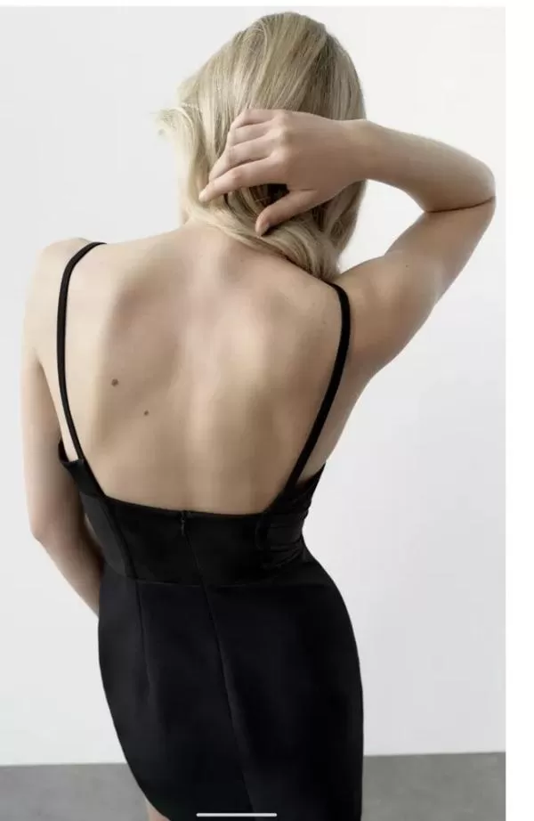 Rochie de seară Zara M | Negru, Mini, Bretele subțiri, Transparent, Poliester - Image 4