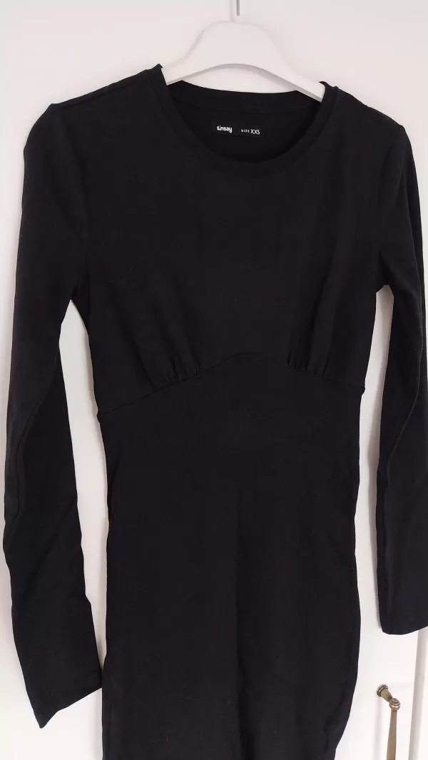 Rochie casual Sinsay XXS | Negru, Midi, Mânecă lungă - Image 3