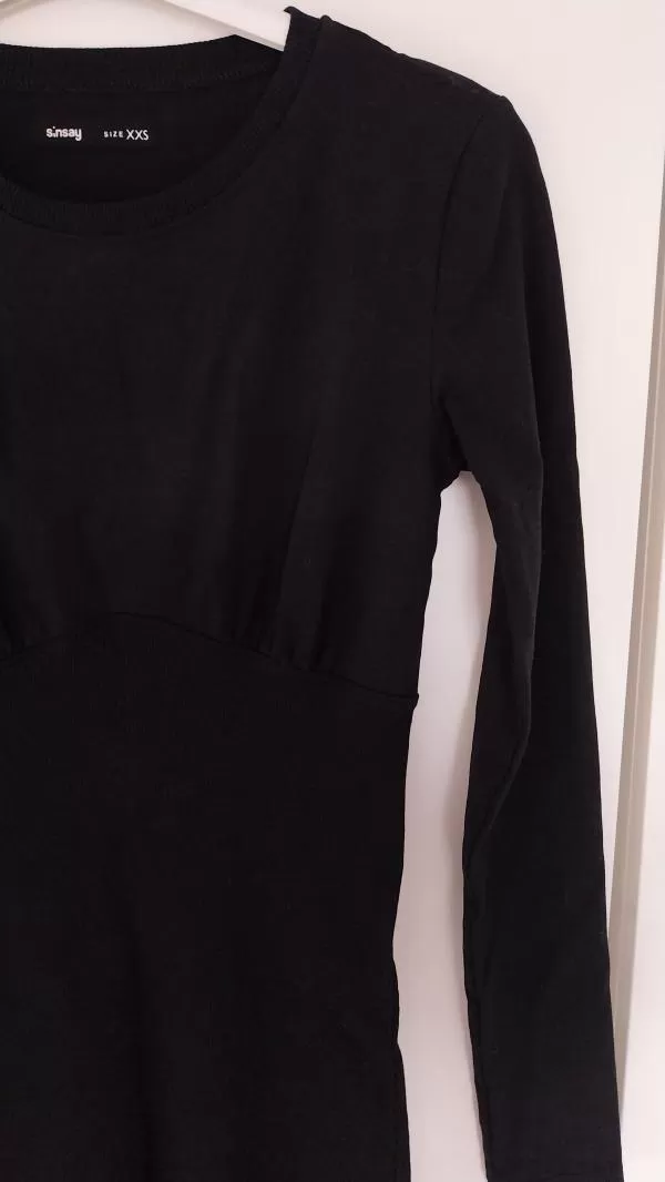 Rochie casual Sinsay XXS | Negru, Midi, Mânecă lungă - Image 4