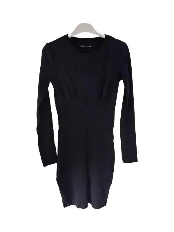 Rochie casual Sinsay XXS | Negru, Midi, Mânecă lungă