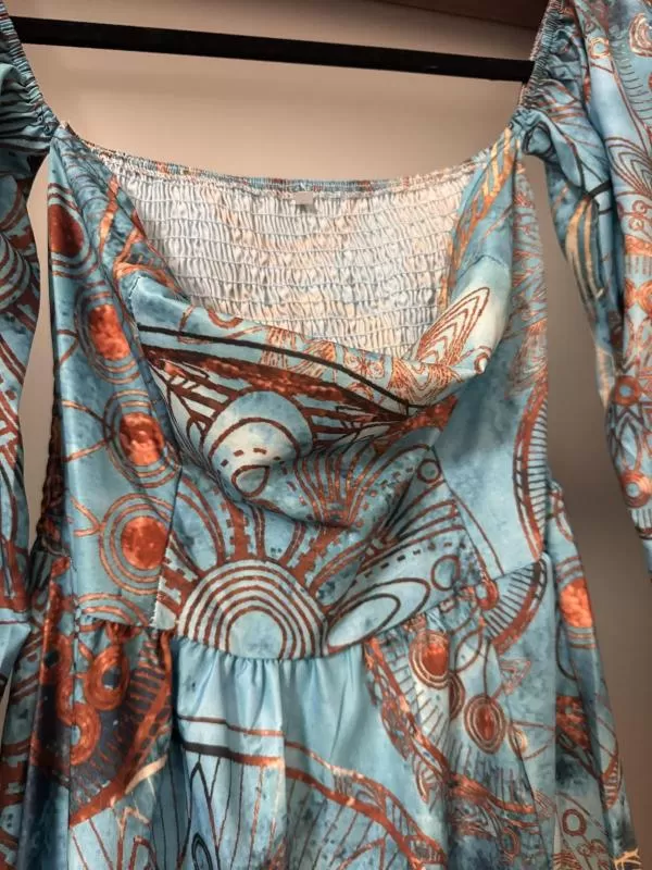Rochie de seară EU 38 | Multicolor, Maxi, Mânecă lungă, Floral & Tropical, Poliester - Image 3