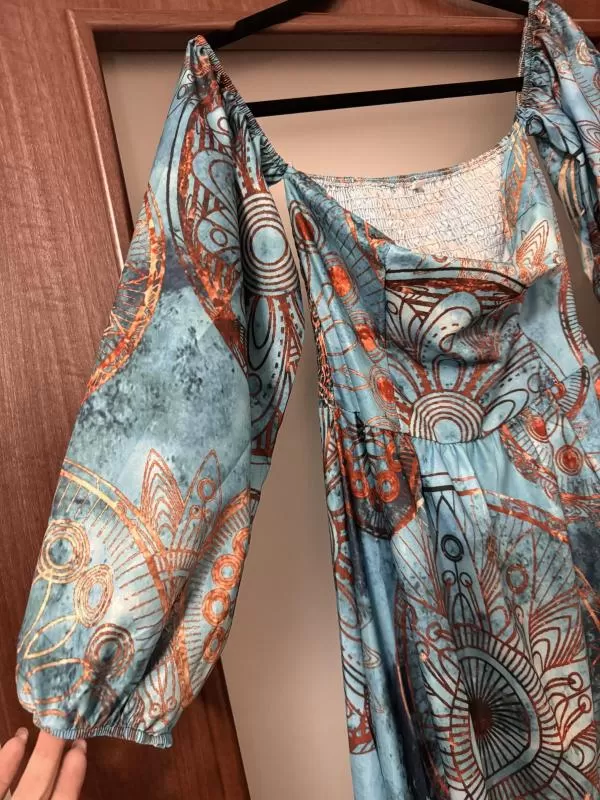 Rochie de seară EU 38 | Multicolor, Maxi, Mânecă lungă, Floral & Tropical, Poliester - Image 4