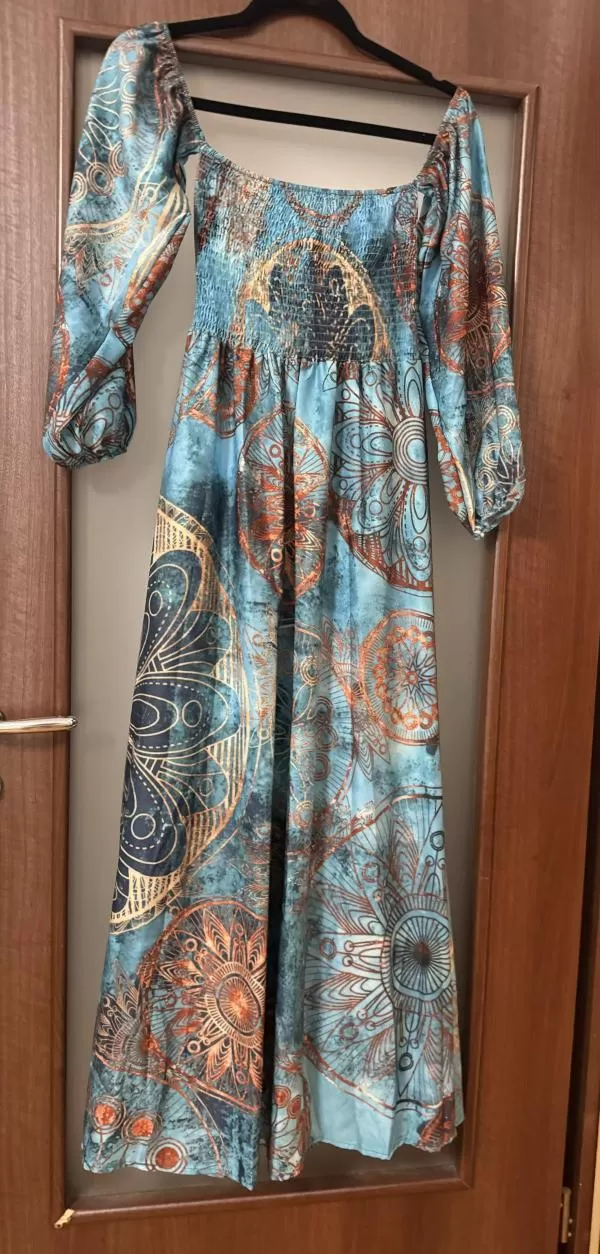 Rochie de seară EU 38 | Multicolor, Maxi, Mânecă lungă, Floral & Tropical, Poliester - Image 7