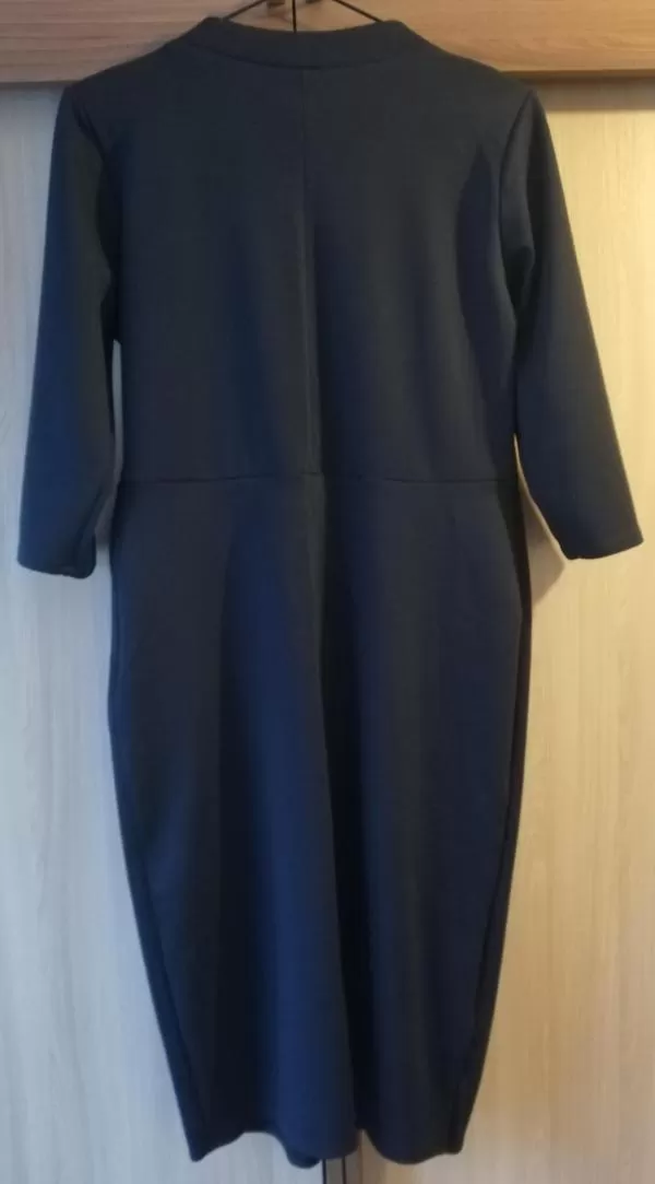 Rochie casual Natalee M | Bleumarin, Midi, Mânecă trei sferturi, Monocrom, Vâscoză - Image 7