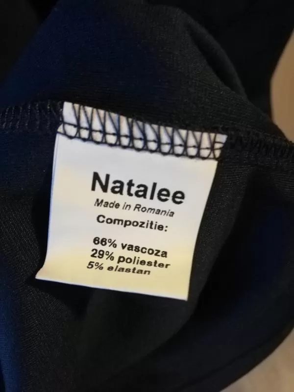 Rochie casual Natalee M | Bleumarin, Midi, Mânecă trei sferturi, Monocrom, Vâscoză - Image 9