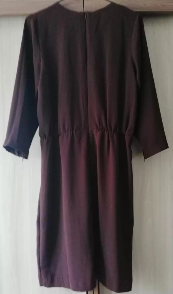 Rochie de seară Laura Clement EU 38 | Burgundy, Mini, Mânecă trei sferturi, Monocrom, Satinat, Poliester - Image 4