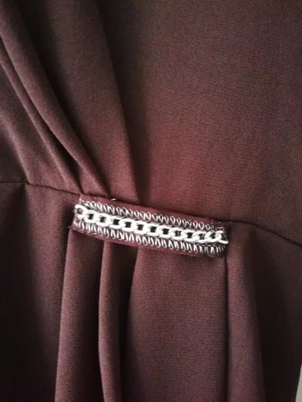 Rochie de seară Laura Clement EU 38 | Burgundy, Mini, Mânecă trei sferturi, Monocrom, Satinat, Poliester - Image 3