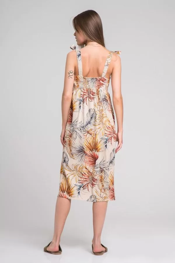 Rochie de vară Primark EU 36 | Crem, Midi, Bretele subțiri, Floral & Tropical, Vâscoză - Image 3
