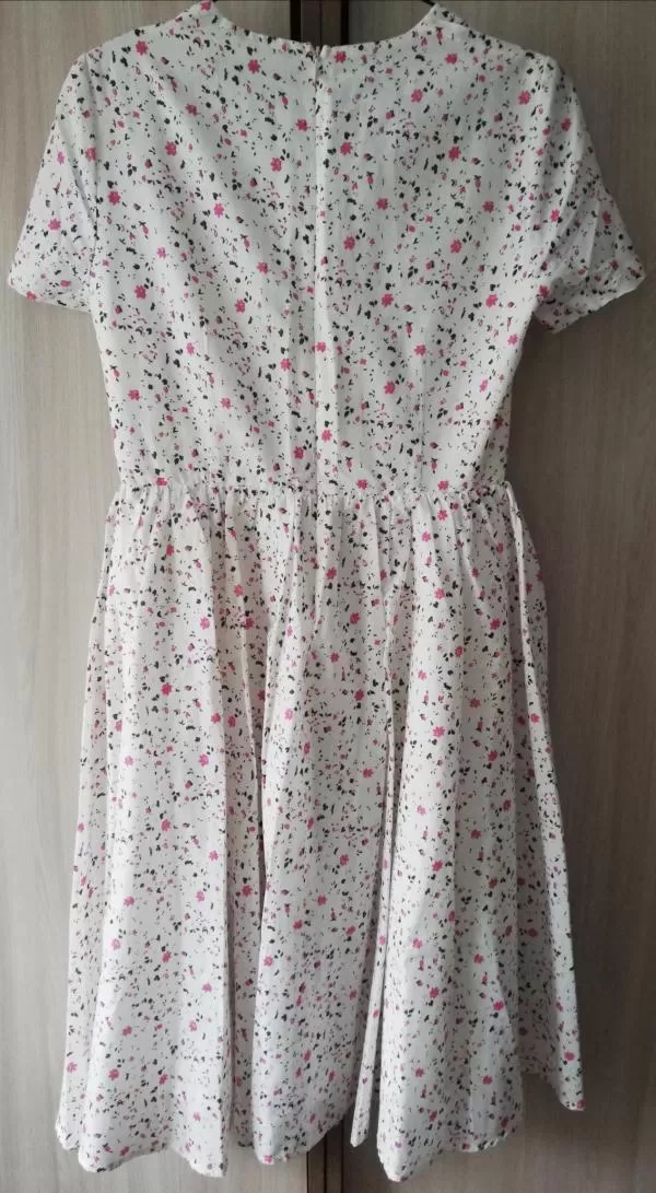 Rochie casual Vanda EU 38 | Alb, Midi, Mânecă scurtă, Floral & Tropical, Bumbac - Image 3