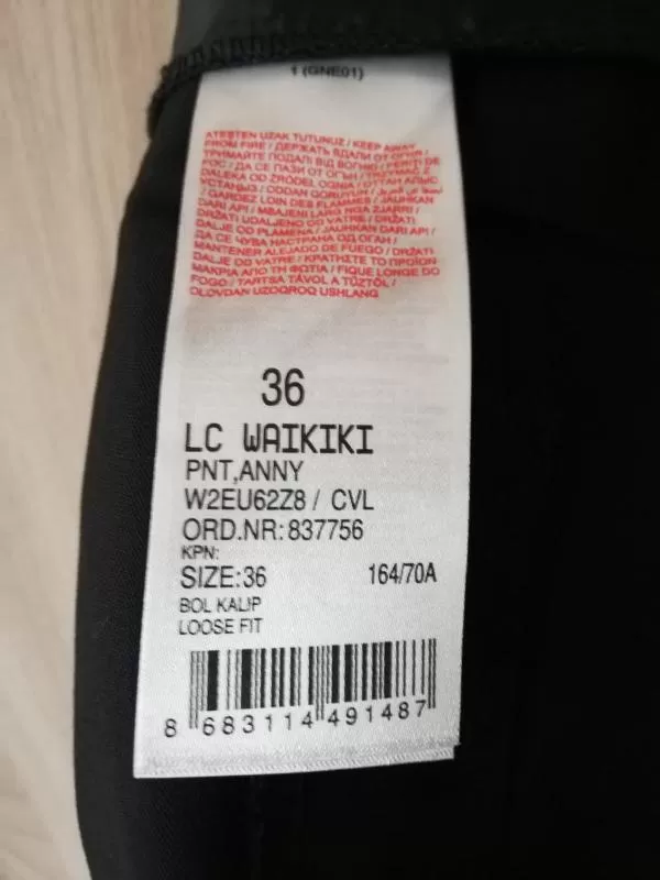 Pantaloni LC WAIKIKI EU 36 | Negru, Lungi, Talie înaltă, Wide Leg fit, Eleganți Stofă, Monocrom, Vâscoză - Image 9