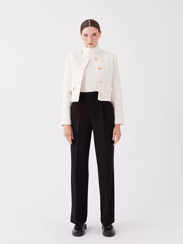 Pantaloni LC WAIKIKI EU 36 | Negru, Lungi, Talie înaltă, Wide Leg fit, Eleganți Stofă, Monocrom, Vâscoză - Image 2