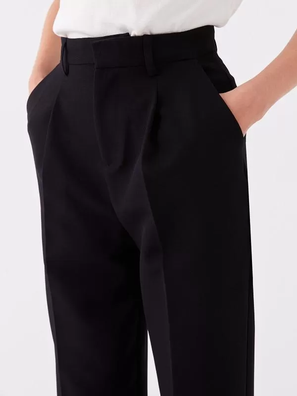 Pantaloni LC WAIKIKI EU 36 | Negru, Lungi, Talie înaltă, Wide Leg fit, Eleganți Stofă, Monocrom, Vâscoză - Image 5