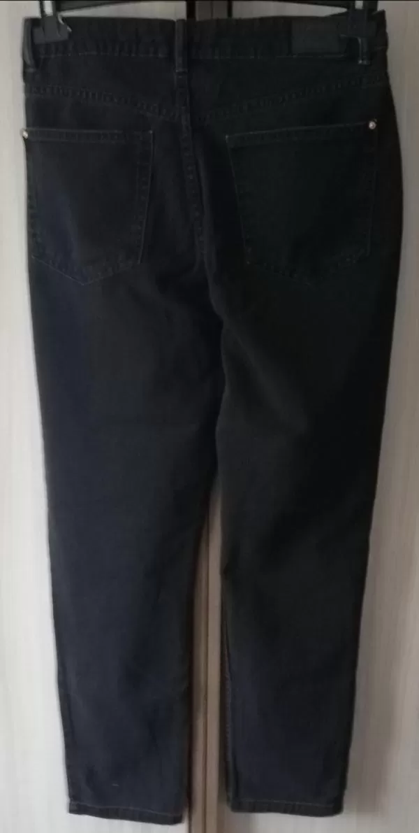 Blugi Sinsay EU 38 | Gri, Lungi, Talie înaltă, Regular (Standard) fit, Monocrom, Bumbac - Image 4