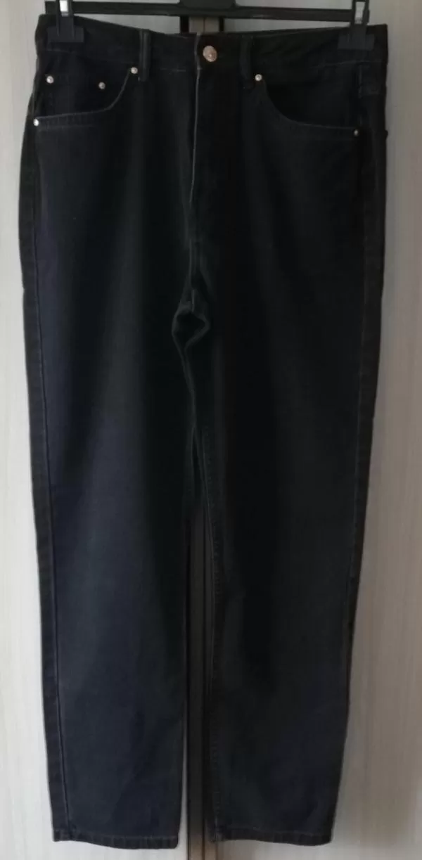 Blugi Sinsay EU 38 | Gri, Lungi, Talie înaltă, Regular (Standard) fit, Monocrom, Bumbac - Image 2