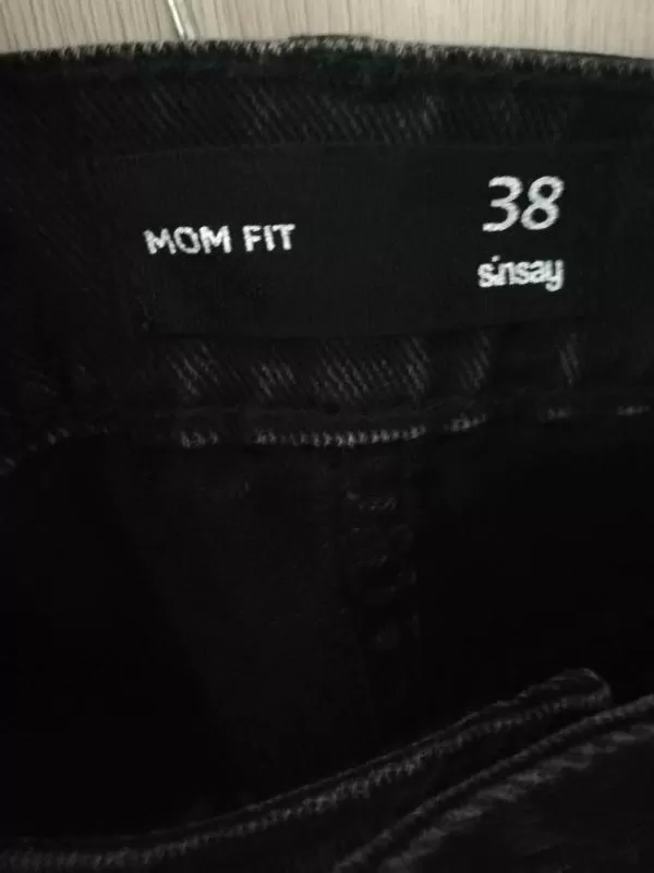 Blugi Sinsay EU 38 | Gri, Lungi, Talie înaltă, Regular (Standard) fit, Monocrom, Bumbac - Image 5