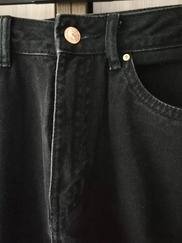 Blugi Sinsay EU 38 | Gri, Lungi, Talie înaltă, Regular (Standard) fit, Monocrom, Bumbac - Image 3