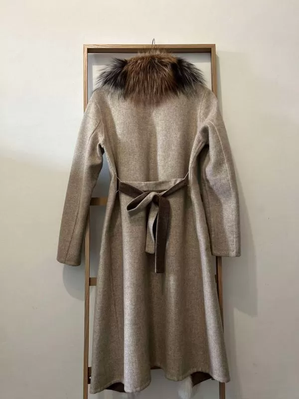 Palton din lână Alpaca Superfine L | Bej, Fără glugă, Cașmir - Image 3