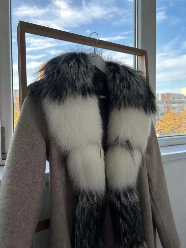 Palton din lână Alpaca Superfine L | Bej, Fără glugă, Cașmir - Image 8