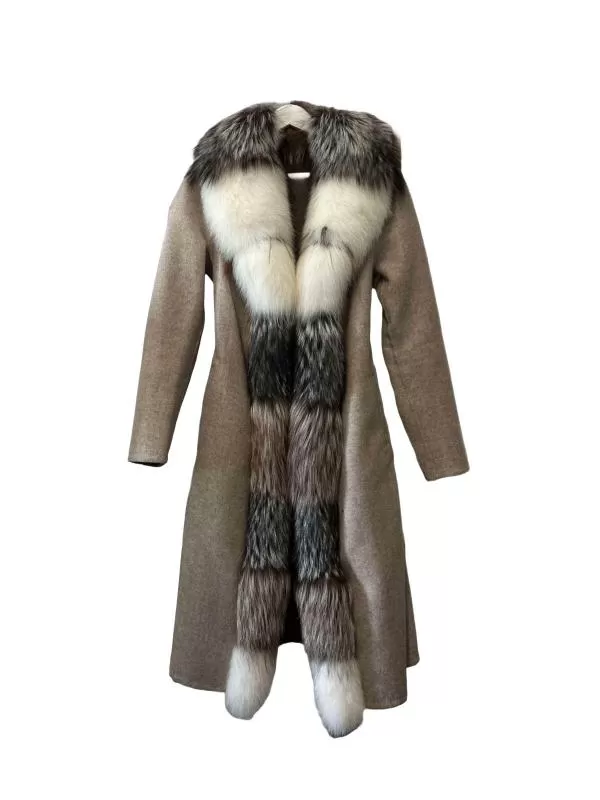 Palton din lână Alpaca Superfine L | Bej, Fără glugă, Cașmir