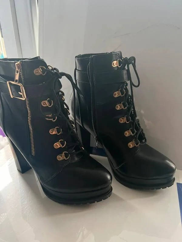 Ghete SHOEDAZZLE EU 40 | Negru, Piele ecologică - Image 4