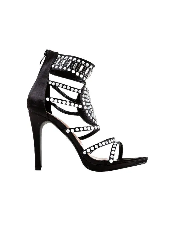 Sandale cu toc Lannod EU 39 | Negru, Oriental & Paisley