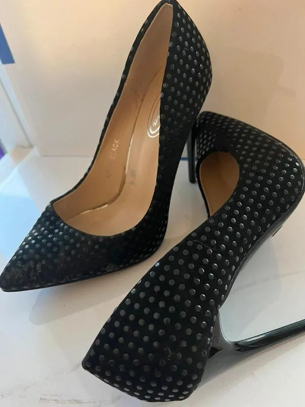 Pantofi cu toc înalt MULANKA EU 39 | Negru, Buline & Imprimeuri mici, Piele ecologică - Image 2