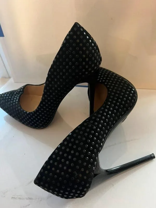 Pantofi cu toc înalt MULANKA EU 39 | Negru, Buline & Imprimeuri mici, Piele ecologică - Image 4