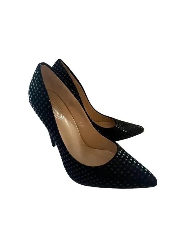 Pantofi cu toc înalt MULANKA EU 39 | Negru, Buline & Imprimeuri mici, Piele ecologică