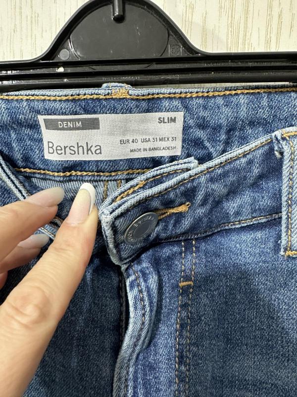 Blugi Bershka EU 40 | Albastru, Talie medie, Slim fit, Denim - Image 5