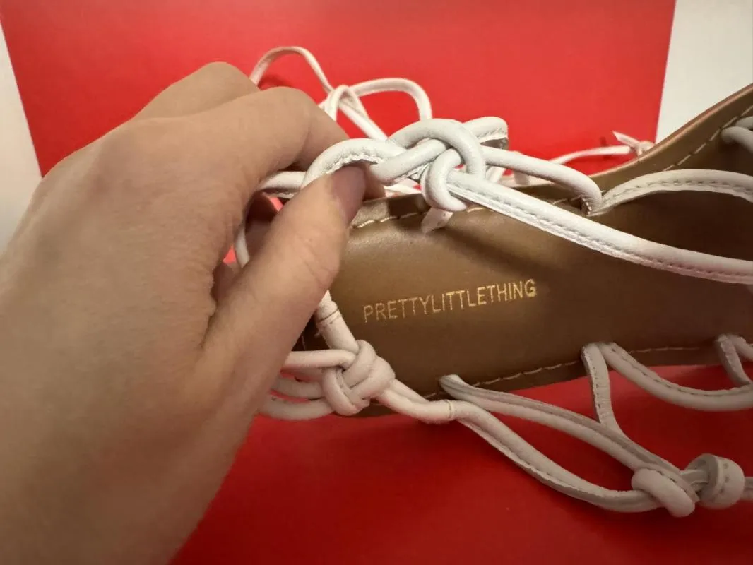 Sandale PrettyLittleThing EU 39 | Alb, Piele ecologică - Image 6