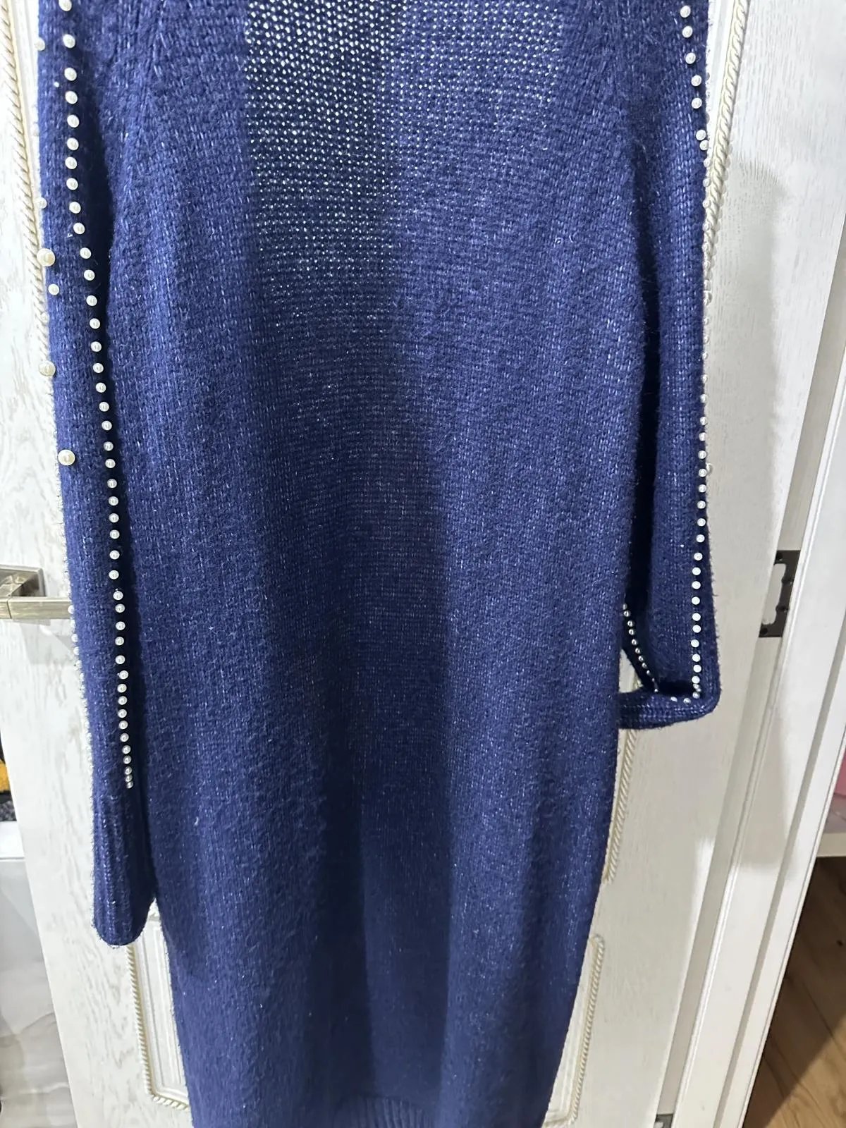 Cardigan Zara EU 36 | Bleumarin, Mânecă lungă, Pietre decorative, Acrilic - Image 4