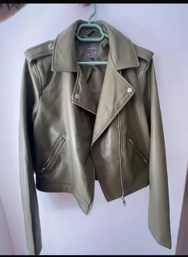 Geacă din piele Primark EU 36 | Khaki, Fără glugă, Piele ecologică - Image 2