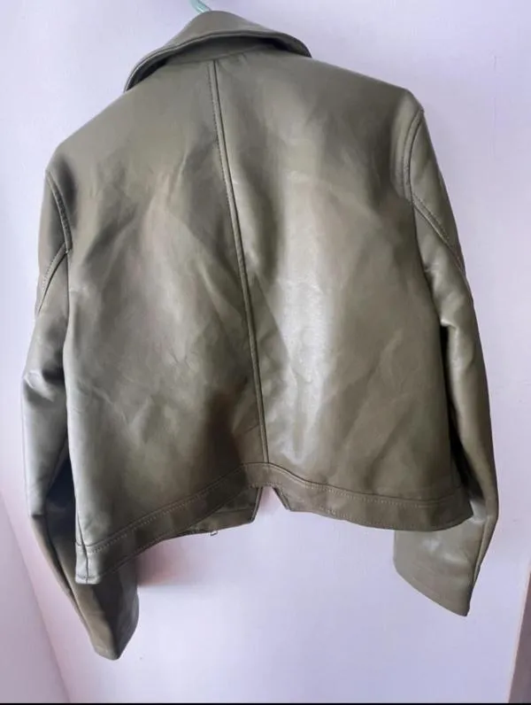 Geacă din piele Primark EU 36 | Khaki, Fără glugă, Piele ecologică - Image 3