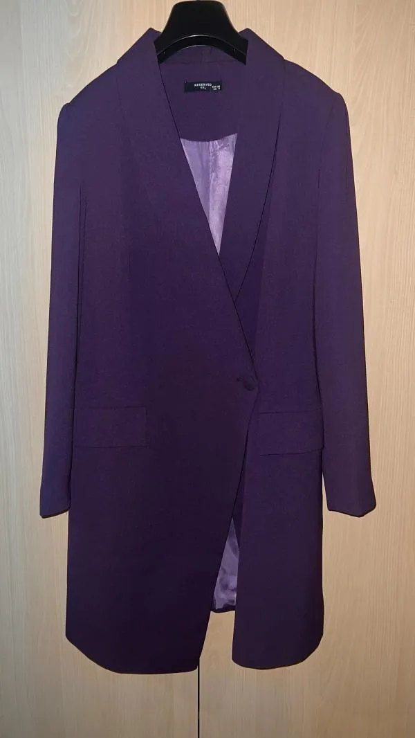 Rochie de seară Reserved EU 36 | Mov, Midi, Mânecă lungă, Monocrom, Poliester - Image 2