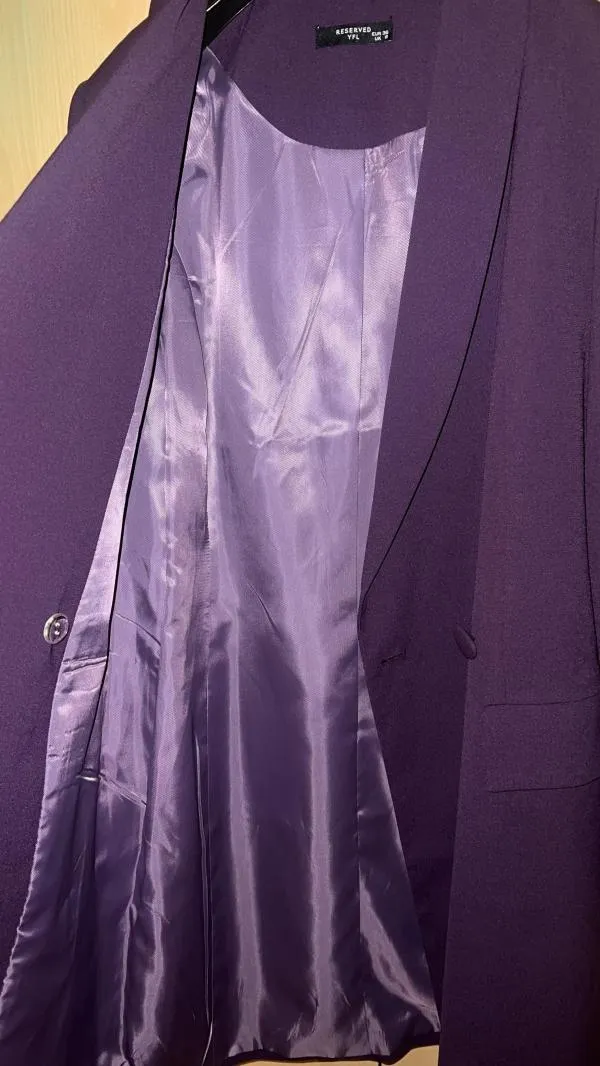 Rochie de seară Reserved EU 36 | Mov, Midi, Mânecă lungă, Monocrom, Poliester - Image 3