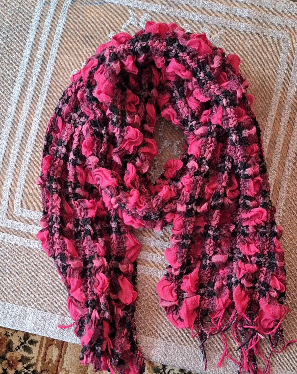 Eșarfă | Fuchsia, Carouri - Image 3