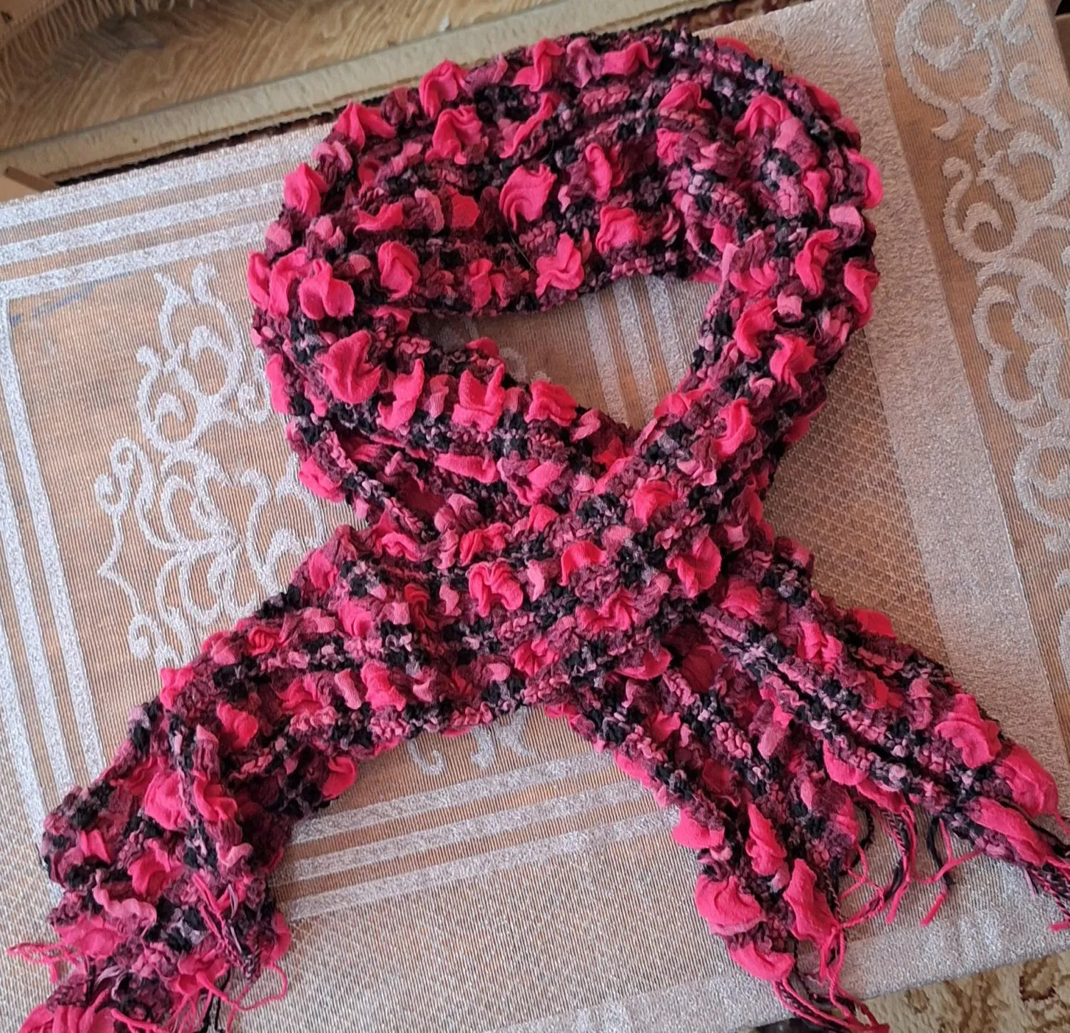 Eșarfă | Fuchsia, Carouri - Image 2