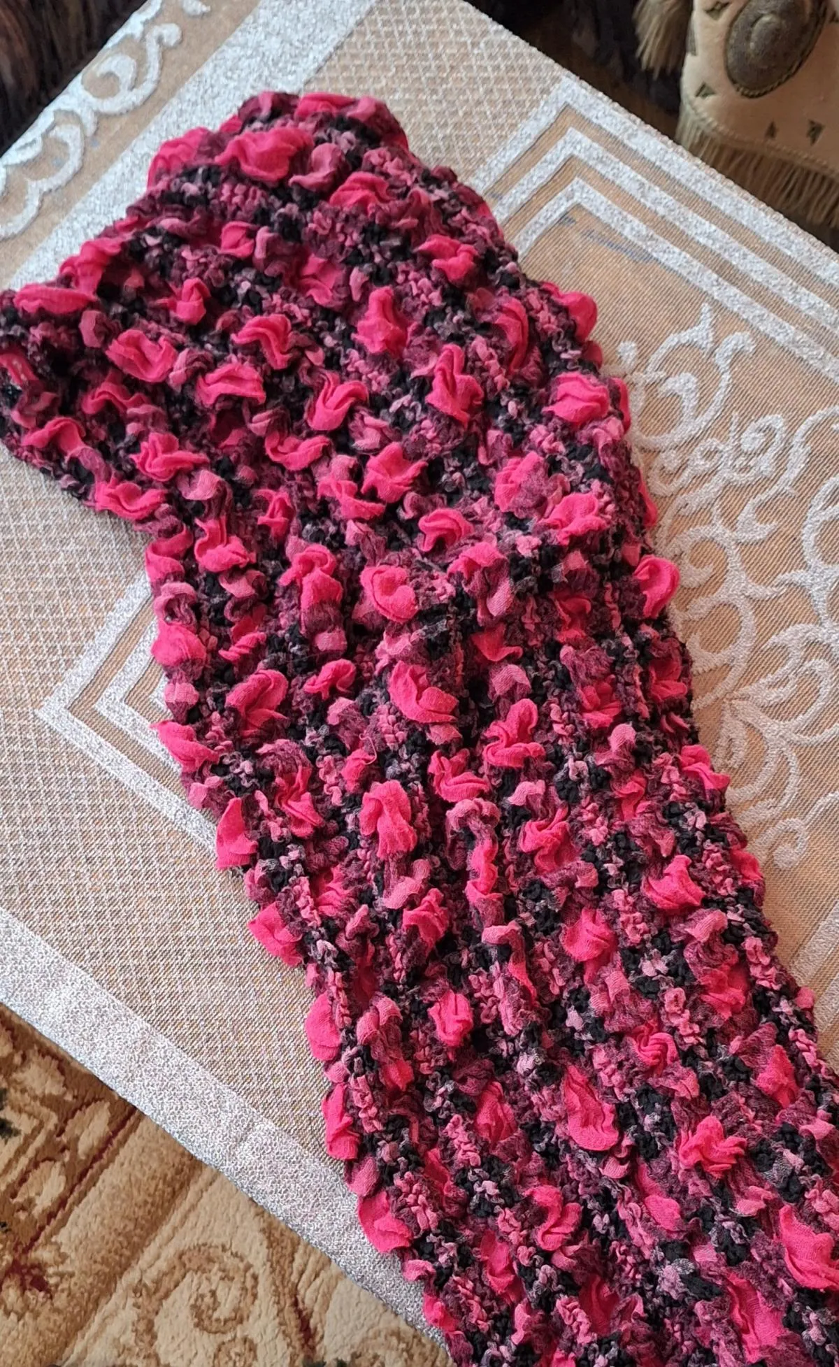 Eșarfă | Fuchsia, Carouri - Image 4