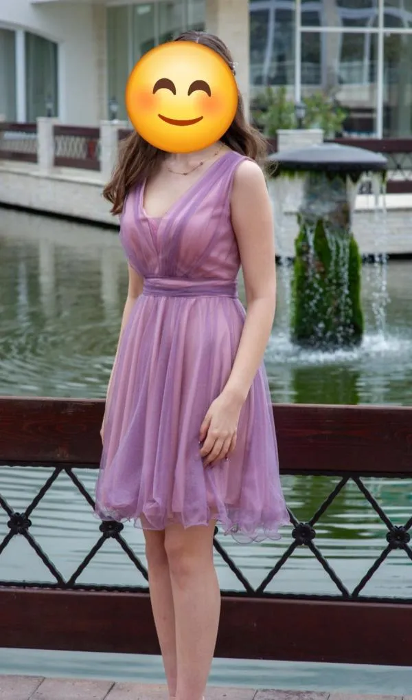Rochie de ocazie EU 38 | Mov, Midi, Fără mâneci, Volane - Image 2