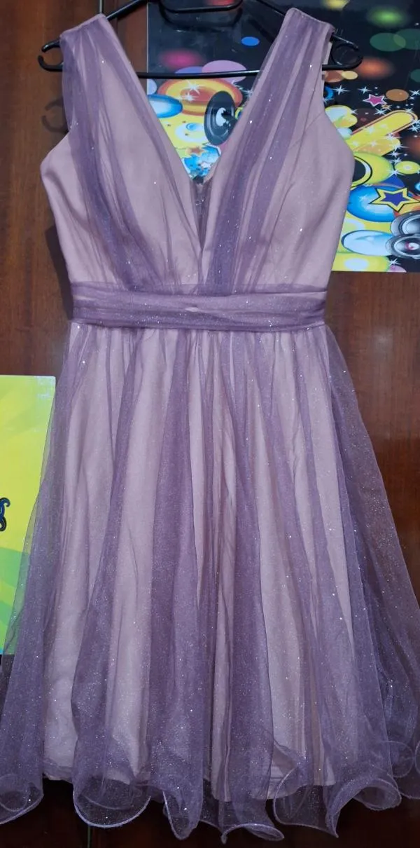 Rochie de ocazie EU 38 | Mov, Midi, Fără mâneci, Volane - Image 3
