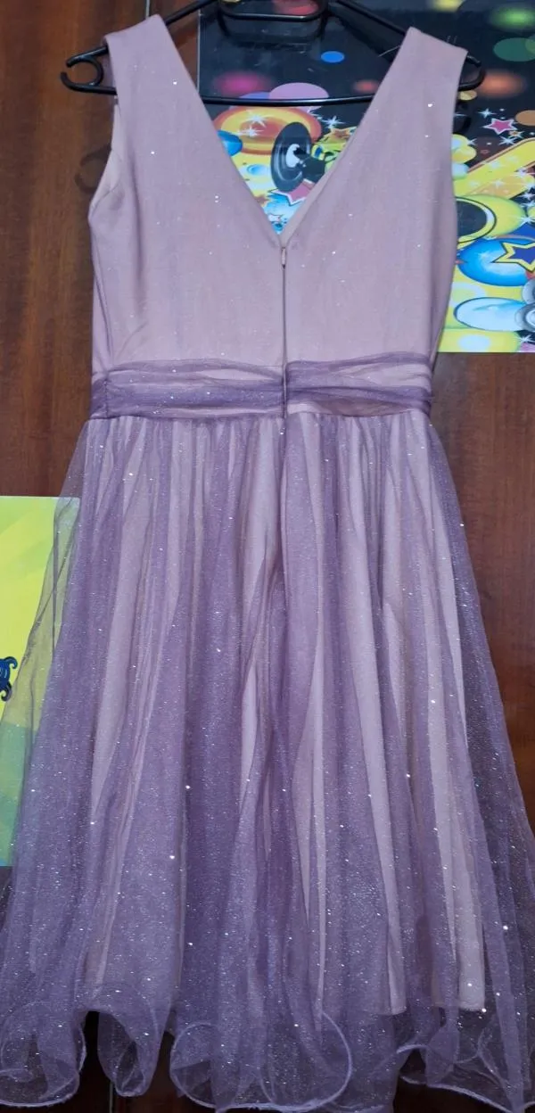 Rochie de ocazie EU 38 | Mov, Midi, Fără mâneci, Volane - Image 4