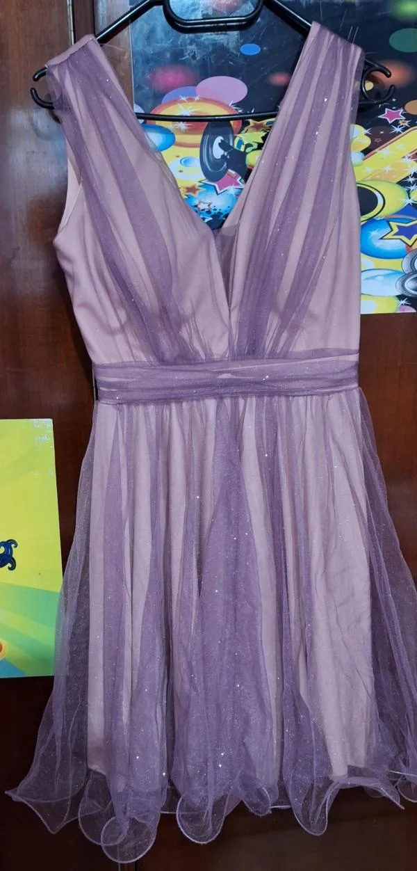 Rochie de ocazie EU 38 | Mov, Midi, Fără mâneci, Volane - Image 5