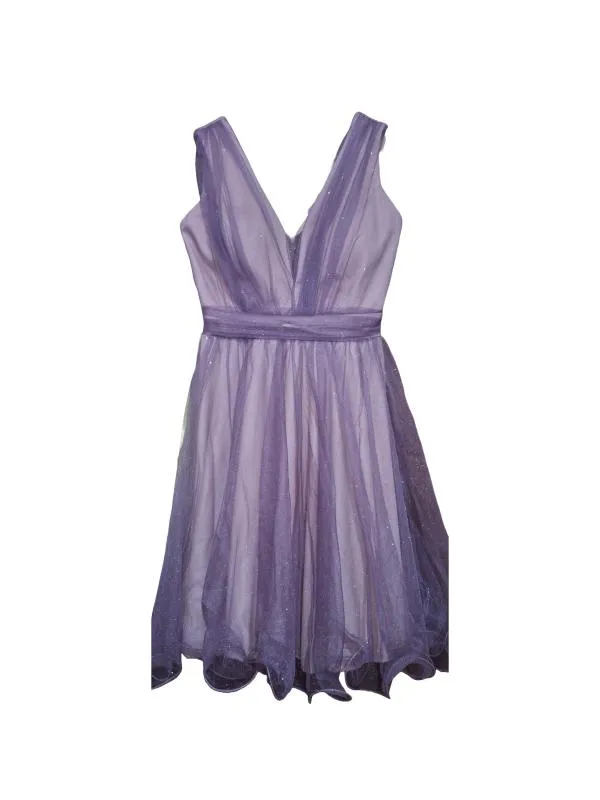 Rochie de ocazie EU 38 | Mov, Midi, Fără mâneci, Volane