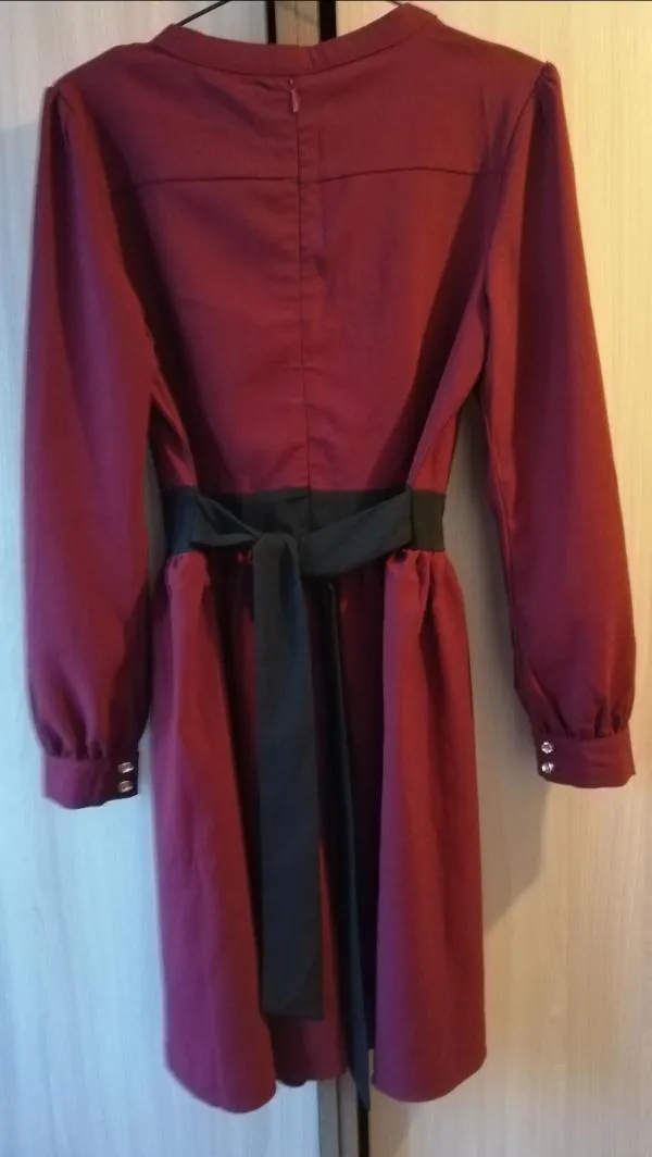 Rochie casual Goldkid London S-M | Burgundy, Mini, Mânecă lungă, Monocrom, Bumbac - Image 3