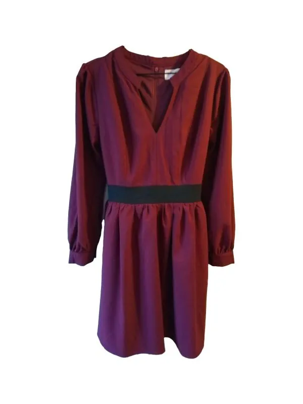 Rochie casual Goldkid London S-M | Burgundy, Mini, Mânecă lungă, Monocrom, Bumbac