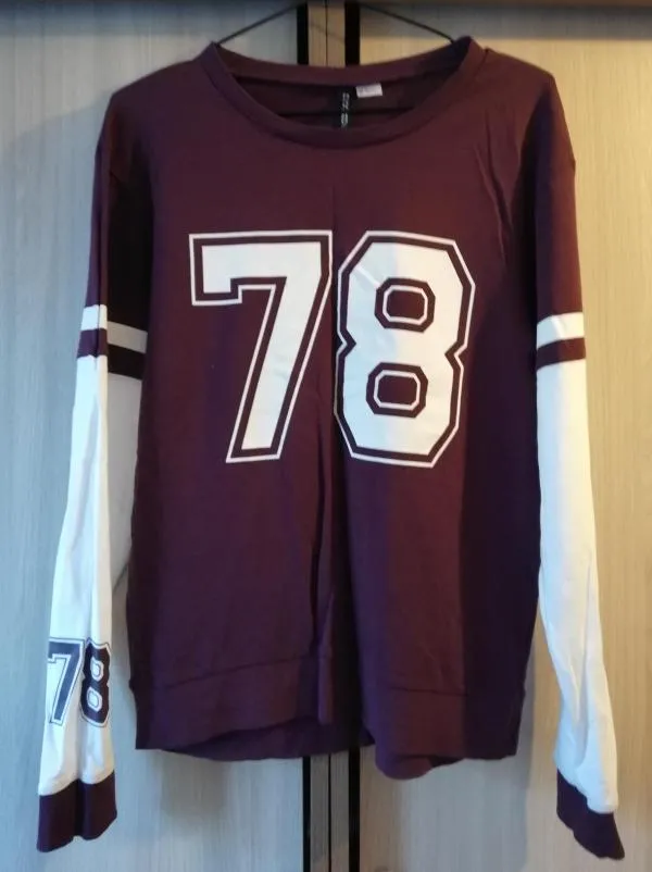 Bluză H&M S | Burgundy, Normal, Mânecă lungă, Bumbac - Image 2