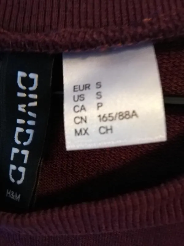 Bluză H&M S | Burgundy, Normal, Mânecă lungă, Bumbac - Image 5